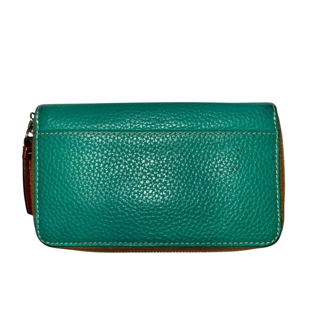 Dooney & Bourke Pebble Leather Zip around Y2k Wallet Teal Green Red Interior med - Picture 11 of 16